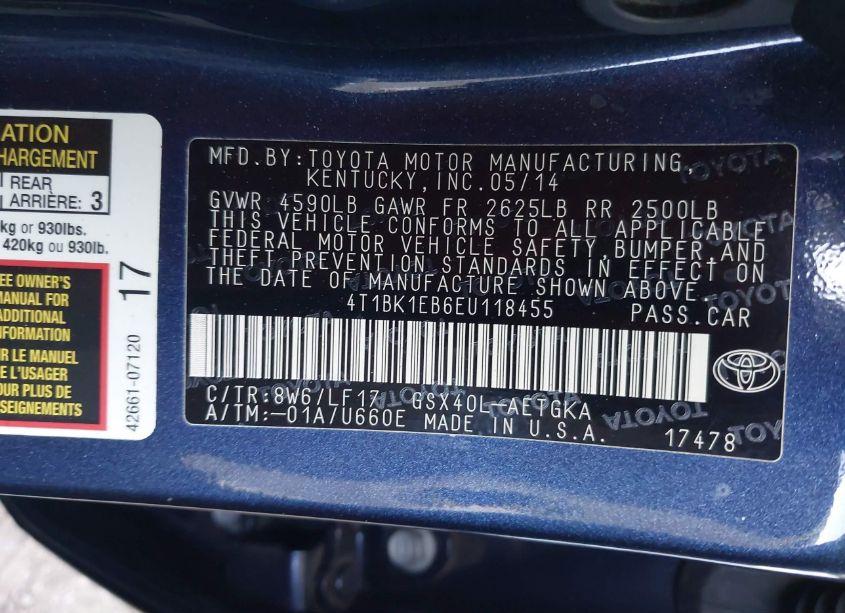 Photo 9 of 2014 Toyota Avalon XLE PREMIUM (VIN 4T1BK1EB6EU118455)