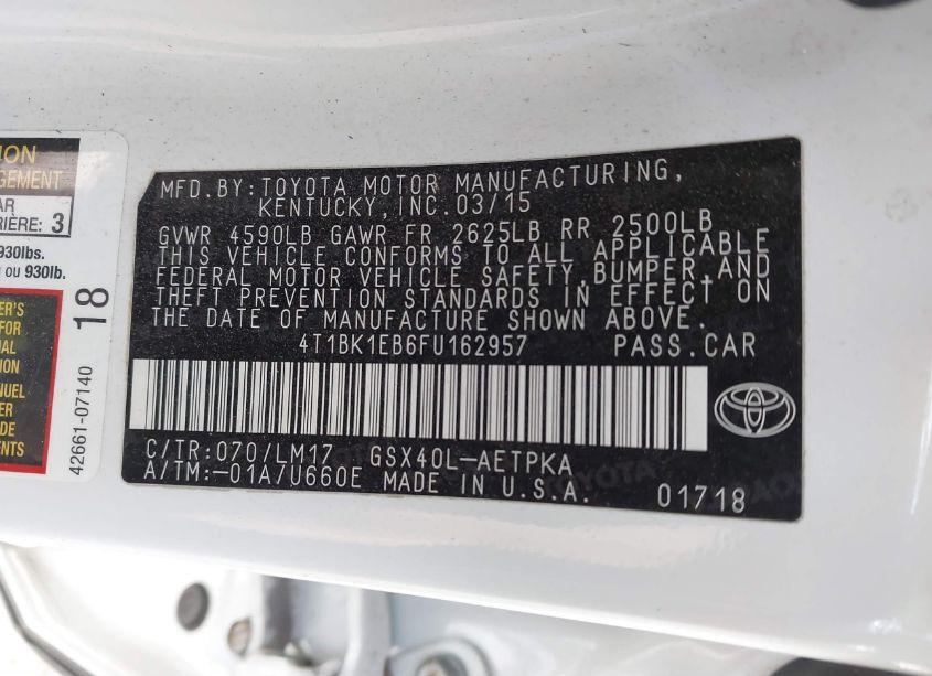 Photo 9 of 2015 Toyota Avalon LIMITED (VIN 4T1BK1EB6FU162957)