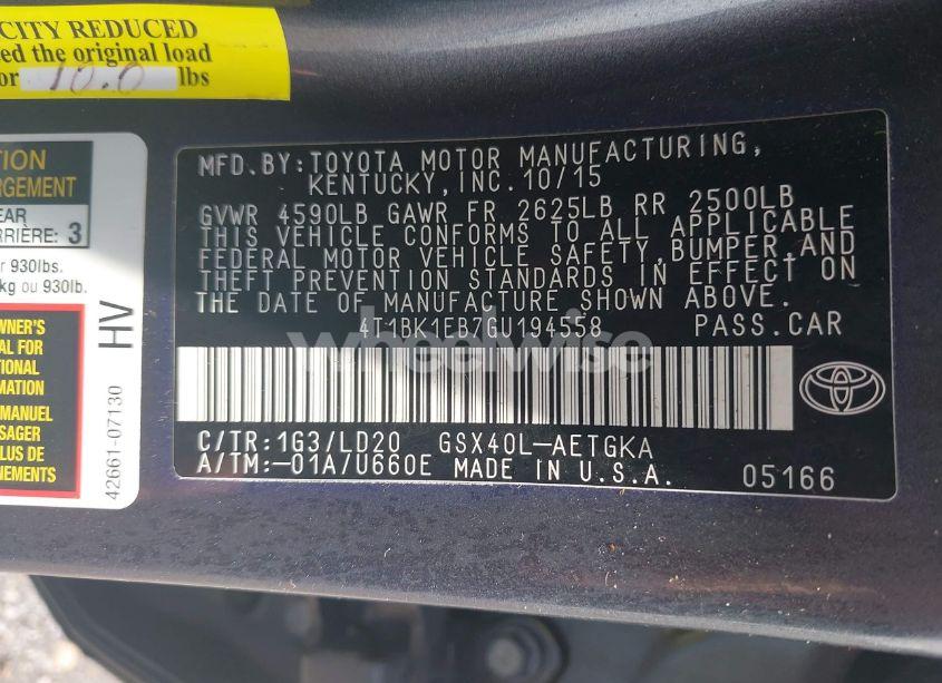 Photo 9 of 2016 Toyota Avalon XLE (VIN 4T1BK1EB7GU194558)