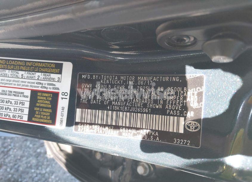 Photo 9 of 2018 Toyota Avalon LIMITED (VIN 4T1BK1EB7JU265961)