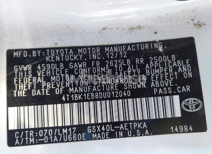 Photo 9 of 2013 Toyota Avalon LIMITED (VIN 4T1BK1EB8DU012040)