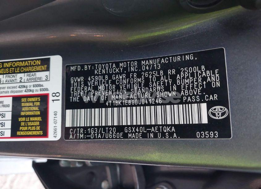 Photo 9 of 2013 Toyota Avalon XLE TOURING (VIN 4T1BK1EB8DU041246)