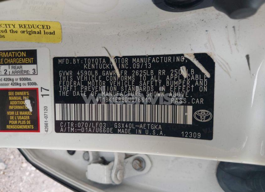 Photo 9 of 2013 Toyota Avalon XLE PREMIUM (VIN 4T1BK1EB8DU076613)