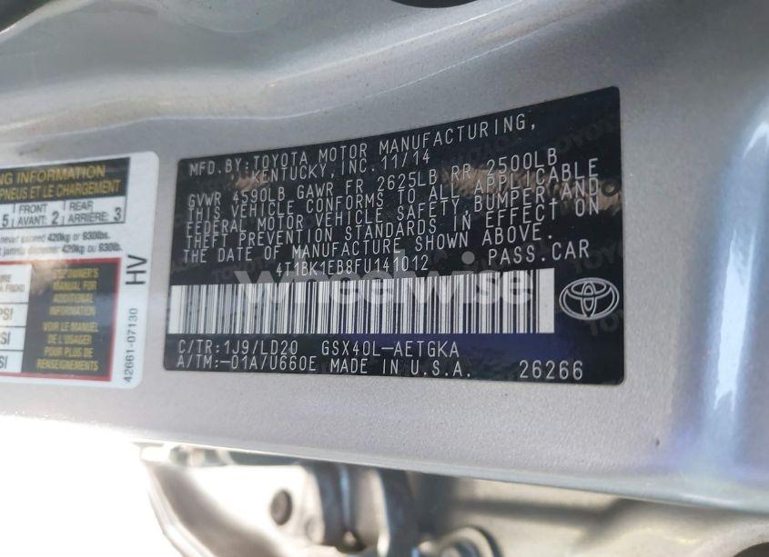 Photo 9 of 2015 Toyota Avalon XLE (VIN 4T1BK1EB8FU141012)