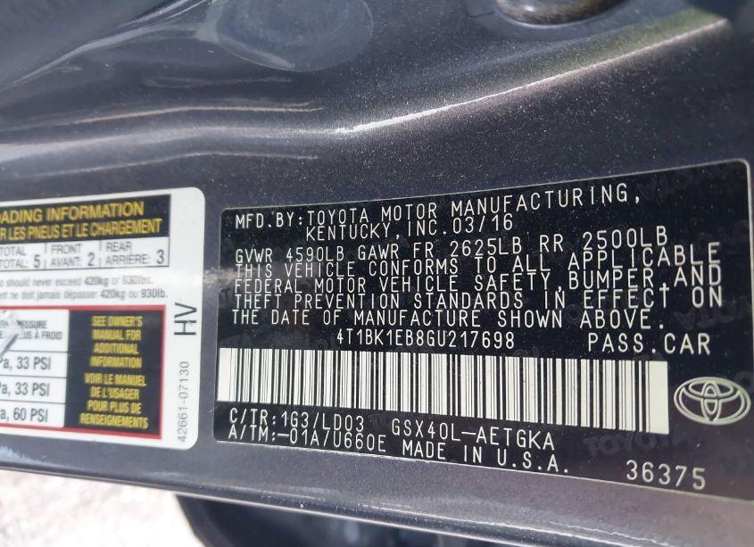 Photo 9 of 2016 Toyota Avalon XLE (VIN 4T1BK1EB8GU217698)