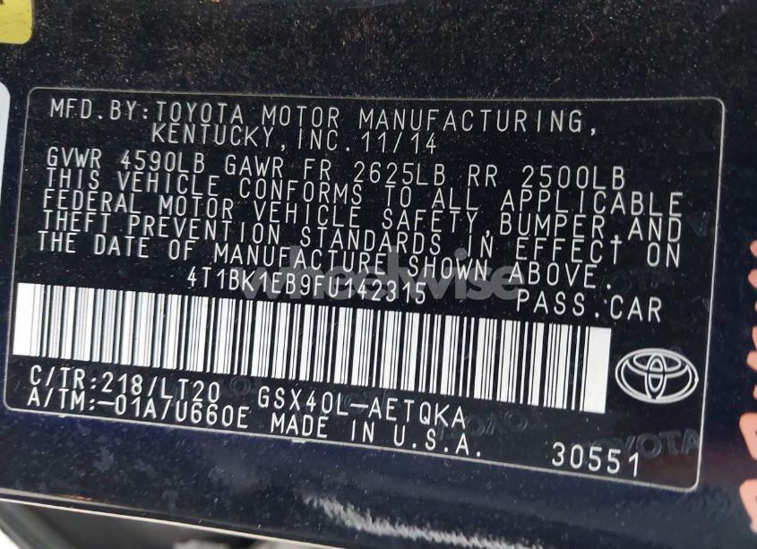 Photo 9 of 2015 Toyota Avalon XLE TOURING (VIN 4T1BK1EB9FU142315)