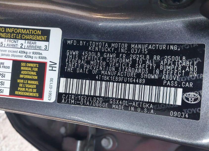 Photo 9 of 2015 Toyota Avalon XLE (VIN 4T1BK1EB9FU164489)