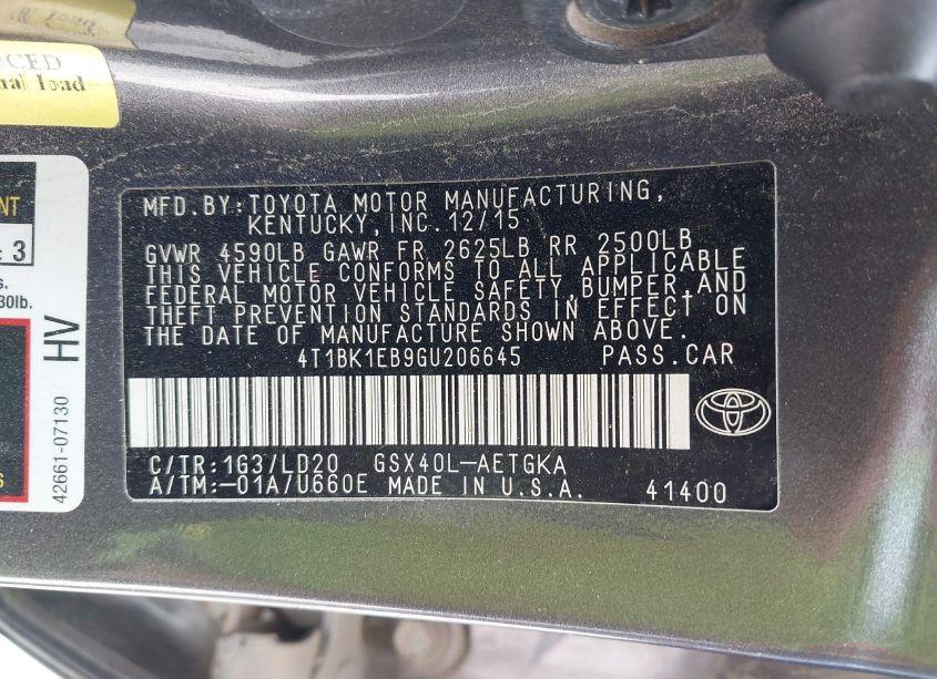 Photo 9 of 2016 Toyota Avalon XLE (VIN 4T1BK1EB9GU206645)