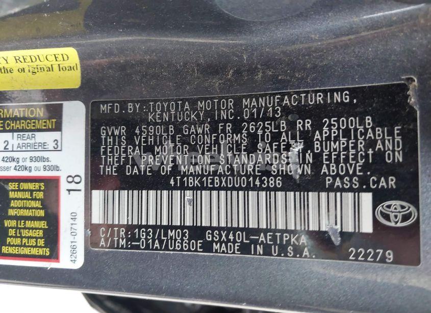 Photo 9 of 2013 Toyota Avalon LIMITED (VIN 4T1BK1EBXDU014386)