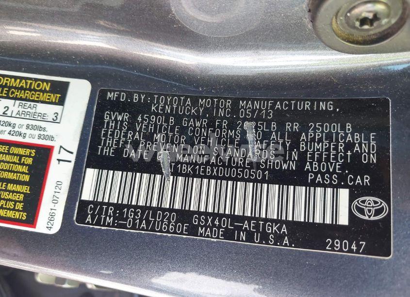 Photo 9 of 2013 Toyota Avalon XLE (VIN 4T1BK1EBXDU050501)