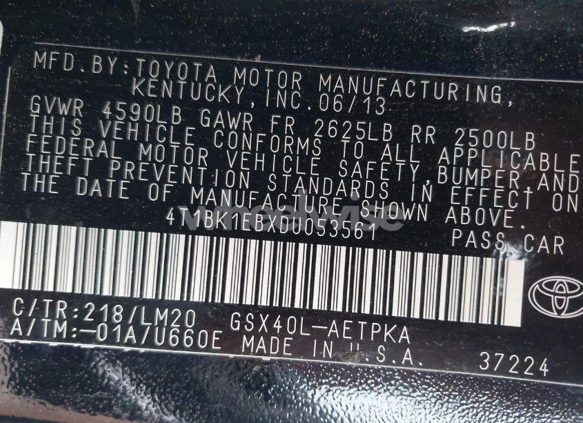 Photo 9 of 2013 Toyota Avalon LIMITED (VIN 4T1BK1EBXDU053561)