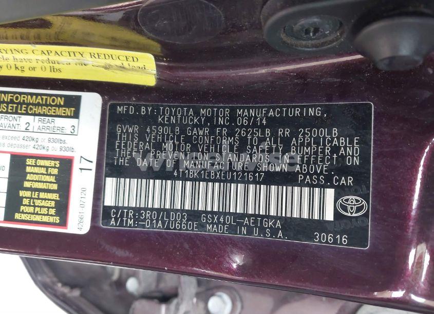 Photo 9 of 2014 Toyota Avalon XLE (VIN 4T1BK1EBXEU121617)