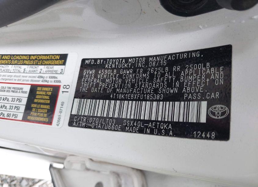 Photo 9 of 2015 Toyota Avalon XLE TOURING (VIN 4T1BK1EBXFU185383)