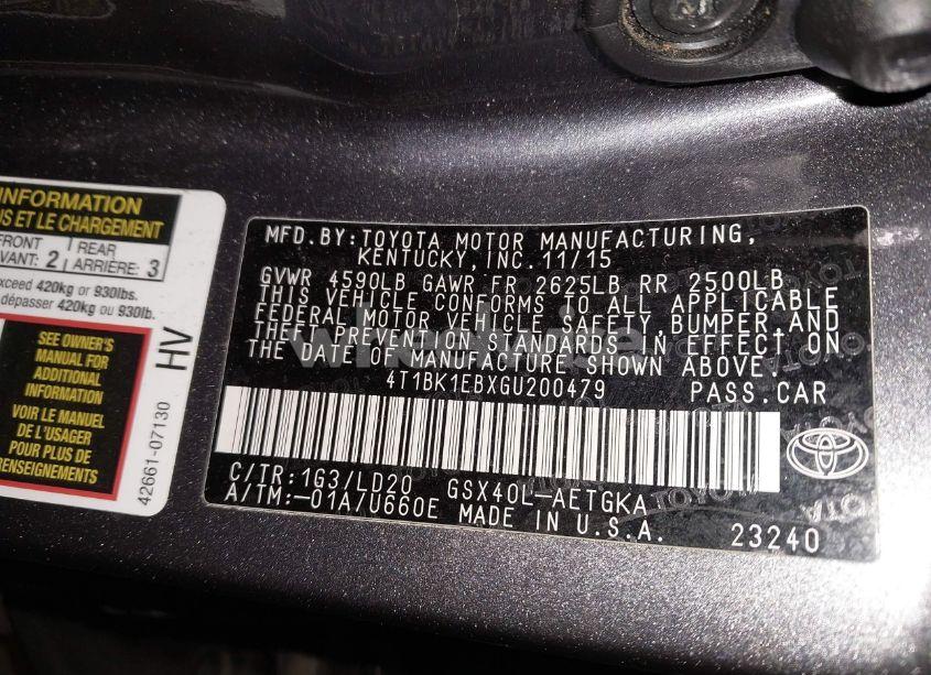 Photo 9 of 2016 Toyota Avalon XLE (VIN 4T1BK1EBXGU200479)