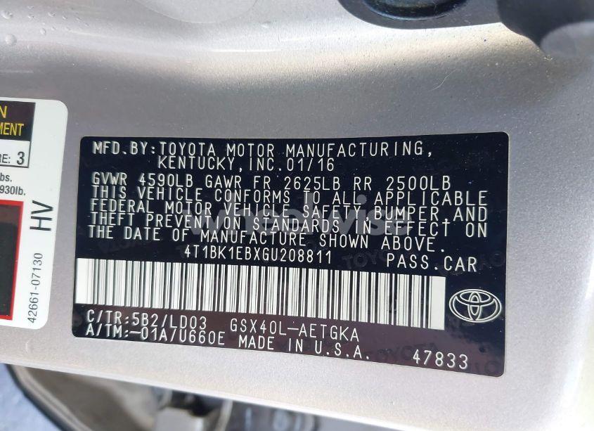 Photo 9 of 2016 Toyota Avalon XLE (VIN 4T1BK1EBXGU208811)