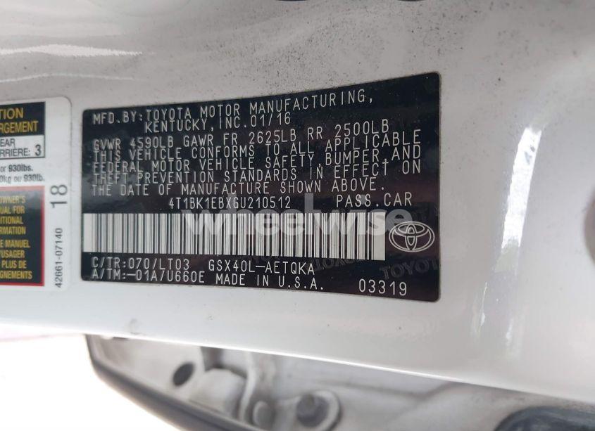 Photo 9 of 2016 Toyota Avalon TOURING (VIN 4T1BK1EBXGU210512)