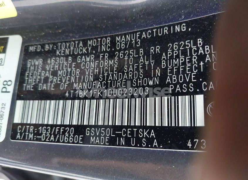 Photo 9 of 2013 Toyota Camry SE V6 (VIN 4T1BK1FK1DU023203)