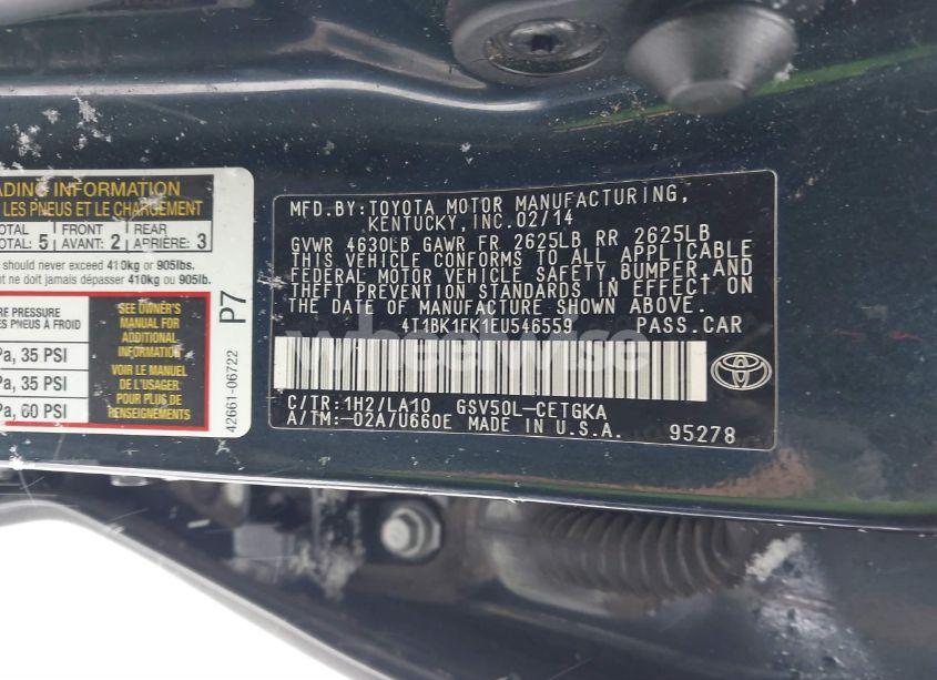 Photo 9 of 2014 Toyota Camry XLE V6 (VIN 4T1BK1FK1EU546559)