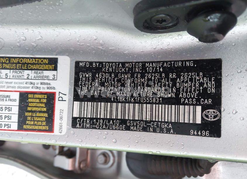 Photo 9 of 2015 Toyota Camry XLE V6 (VIN 4T1BK1FK1FU555831)