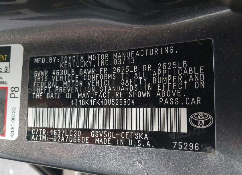 Photo 9 of 2013 Toyota Camry SE V6 (VIN 4T1BK1FK4DU529804)
