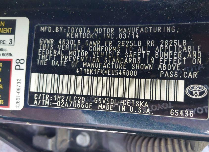 Photo 9 of 2014 Toyota Camry SE V6 (VIN 4T1BK1FK4EU548080)
