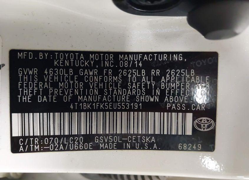 Photo 9 of 2014 Toyota Camry SE V6 (VIN 4T1BK1FK5EU553191)