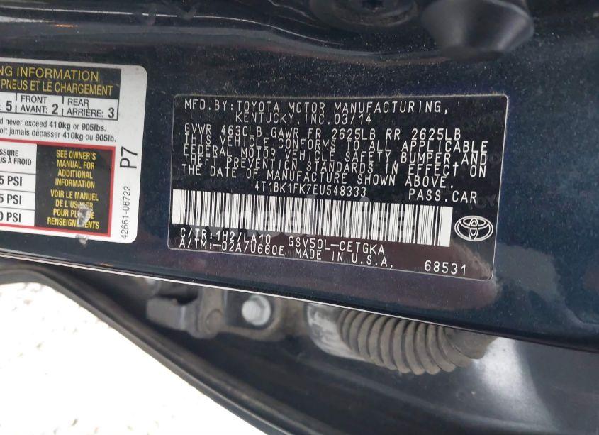 Photo 9 of 2014 Toyota Camry XLE V6 (VIN 4T1BK1FK7EU548333)