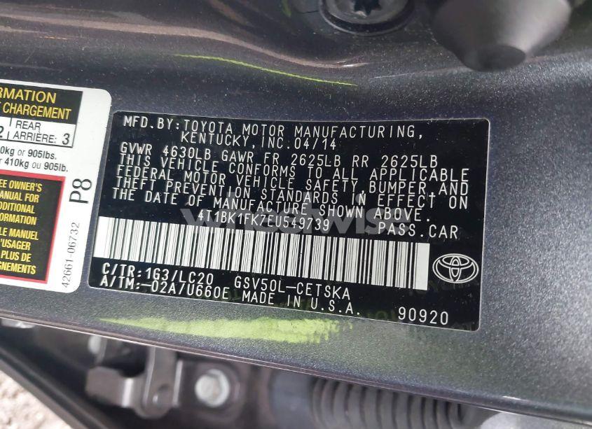 Photo 9 of 2014 Toyota Camry SE V6 (VIN 4T1BK1FK7EU549739)