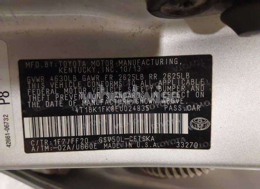 Photo 9 of 2014 Toyota Camry SE (VIN 4T1BK1FK8EU024835)