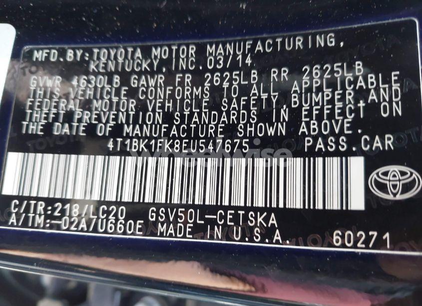 Photo 9 of 2014 Toyota Camry SE V6 (VIN 4T1BK1FK8EU547675)