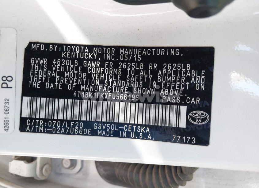 Photo 9 of 2015 Toyota Camry XSE V6 (VIN 4T1BK1FKXFU566195)