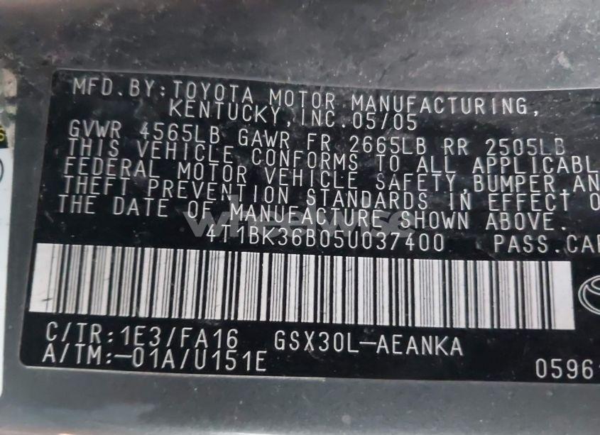 Photo 9 of 2005 Toyota Avalon XL (VIN 4T1BK36B05U037400)