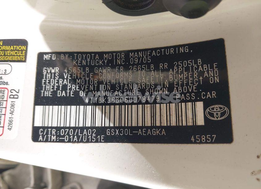 Photo 9 of 2006 Toyota Avalon XLS (VIN 4T1BK36B06U078479)