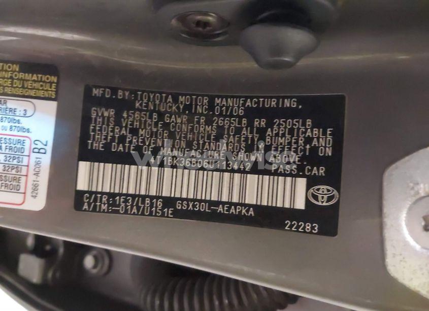 Photo 9 of 2006 Toyota Avalon LIMITED (VIN 4T1BK36B06U113442)