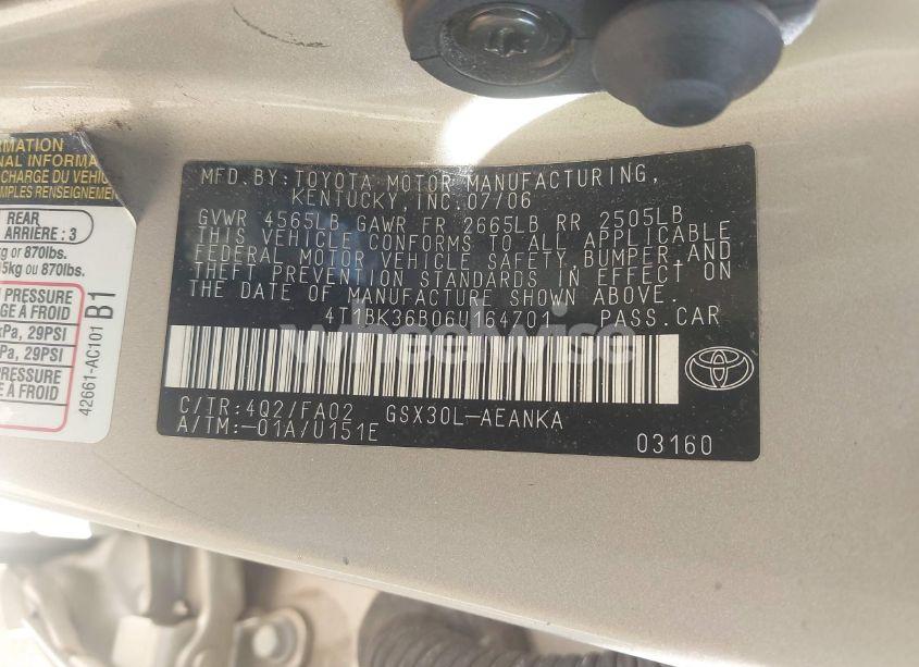 Photo 9 of 2006 Toyota Avalon XL (VIN 4T1BK36B06U164701)