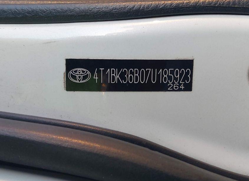 Photo 9 of 2007 Toyota Avalon TOURING (VIN 4T1BK36B07U185923)