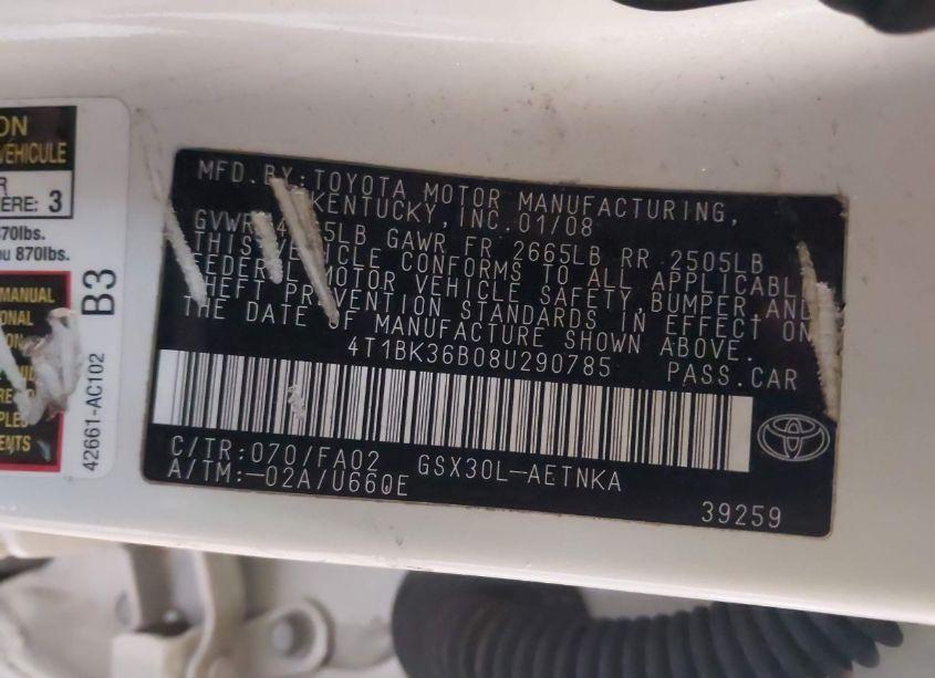 Photo 9 of 2008 Toyota Avalon XL (VIN 4T1BK36B08U290785)