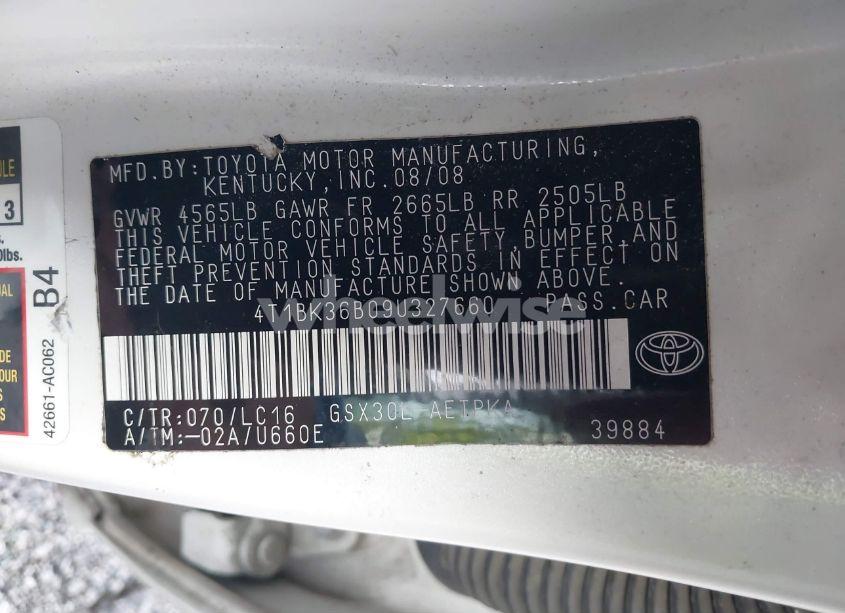 Photo 9 of 2009 Toyota Avalon LIMITED (VIN 4T1BK36B09U327660)