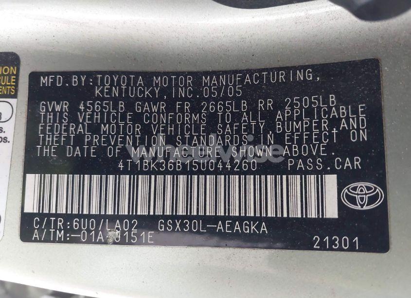 Photo 9 of 2005 Toyota Avalon XLS (VIN 4T1BK36B15U044260)