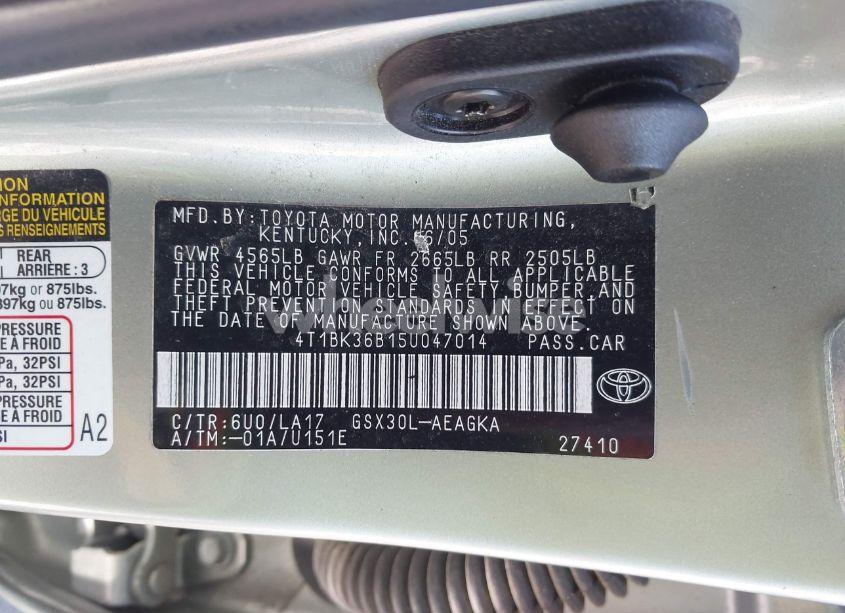 Photo 9 of 2005 Toyota Avalon XLS (VIN 4T1BK36B15U047014)