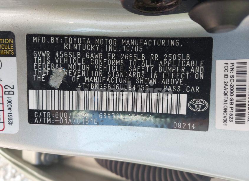 Photo 9 of 2006 Toyota Avalon LIMITED (VIN 4T1BK36B16U084159)