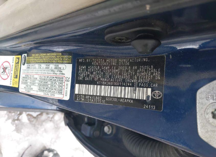 Photo 9 of 2006 Toyota Avalon LIMITED (VIN 4T1BK36B16U114244)