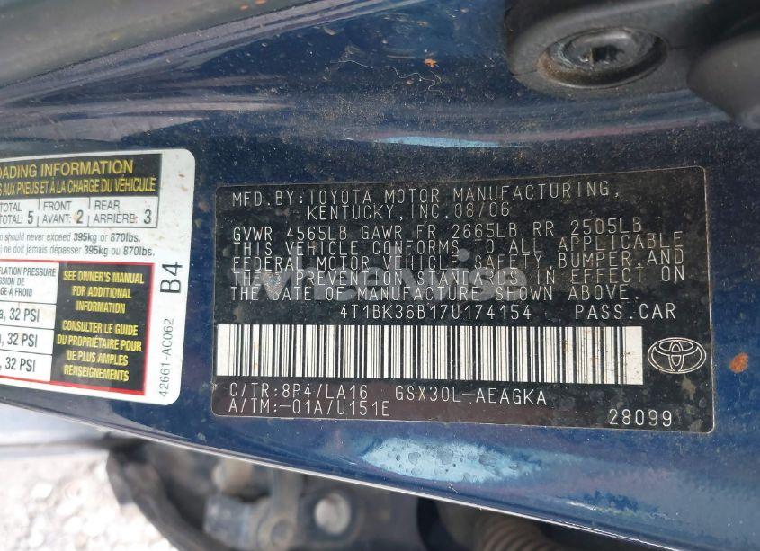 Photo 9 of 2007 Toyota Avalon XLS (VIN 4T1BK36B17U174154)