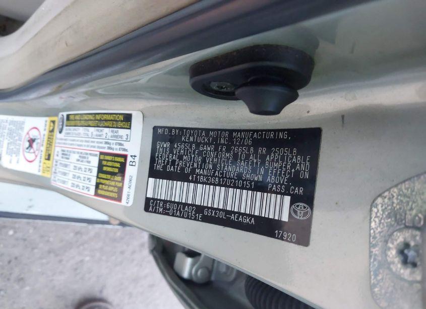 Photo 9 of 2007 Toyota Avalon XLS (VIN 4T1BK36B17U210151)
