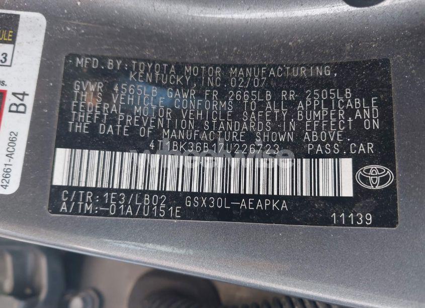 Photo 9 of 2007 Toyota Avalon LIMITED (VIN 4T1BK36B17U226723)