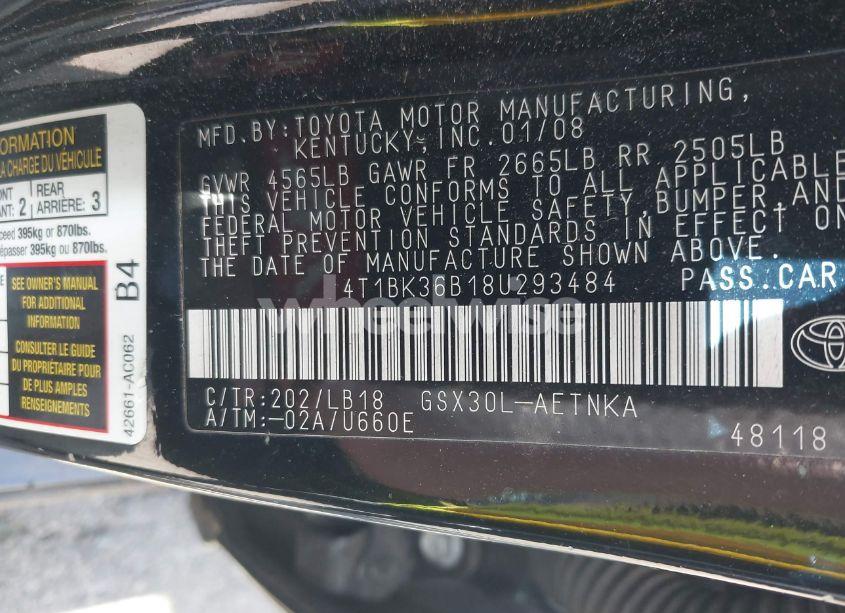 Photo 9 of 2008 Toyota Avalon LIMITED/TOURING/XL/XLS (VIN 4T1BK36B18U293484)