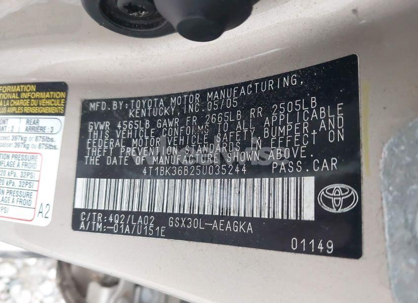 Photo 9 of 2005 Toyota Avalon XLS (VIN 4T1BK36B25U035244)