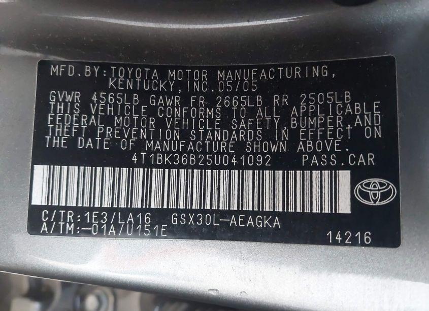 Photo 9 of 2005 Toyota Avalon XLS (VIN 4T1BK36B25U041092)