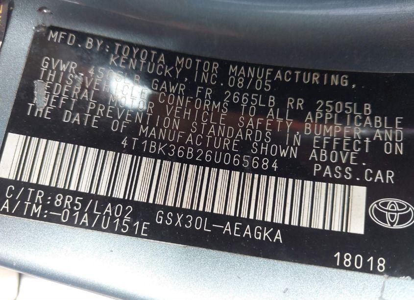 Photo 9 of 2006 Toyota Avalon XLS (VIN 4T1BK36B26U065684)