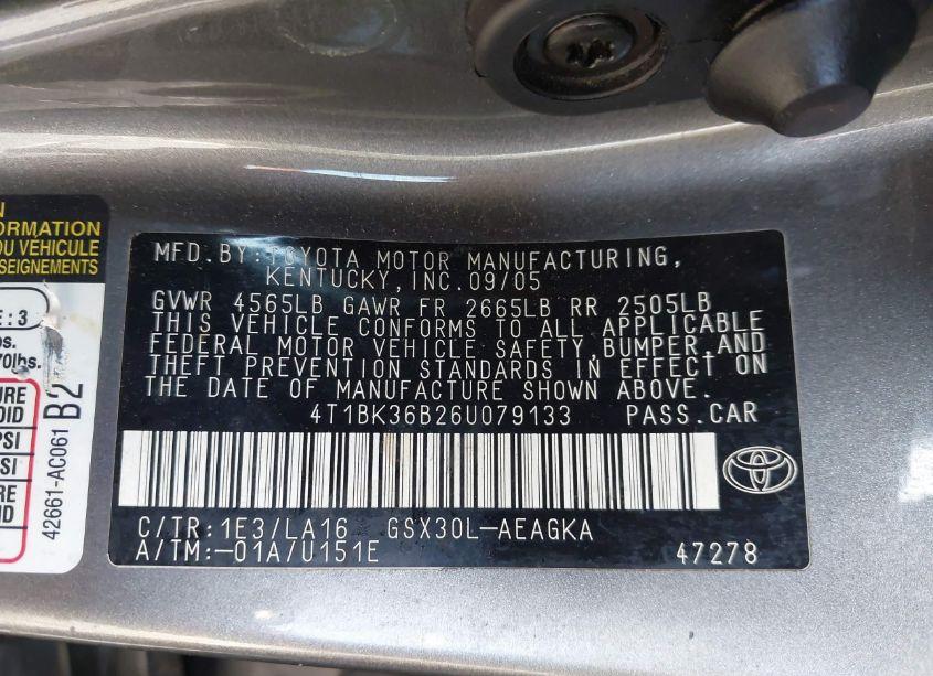 Photo 9 of 2006 Toyota Avalon XLS (VIN 4T1BK36B26U079133)